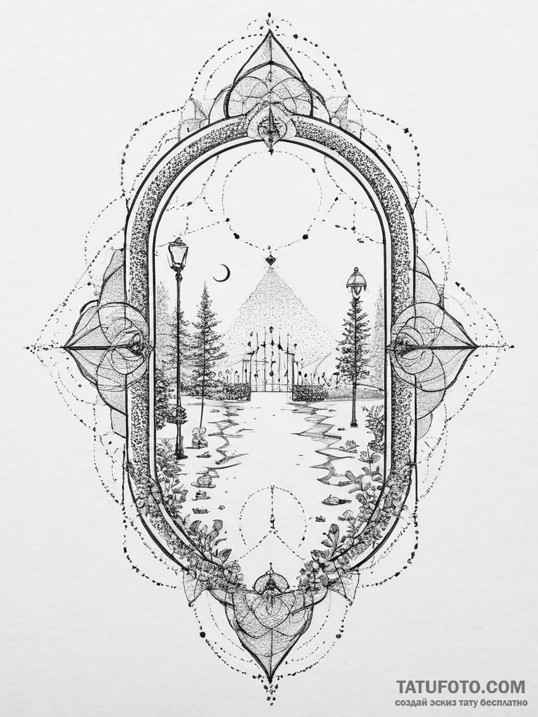 Tattoo sketch mystical gate, concept art for... - эскиз тату (№1756585577_0, 30.08.2025 20:26) — Tatufoto.com