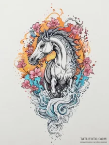 Tattoo sketch horse racing a horse with a joc... - эскиз тату (№1756585776_0, 30.08.2025 20:29) — Tatufoto.com