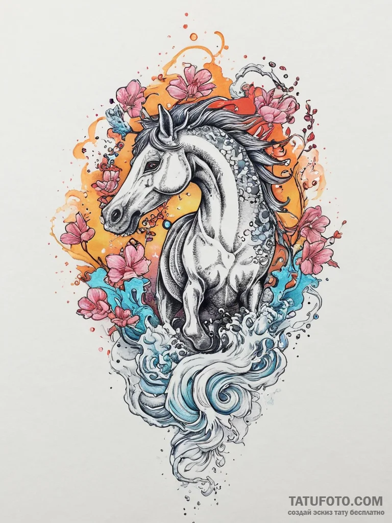 Tattoo sketch horse racing a horse with a joc... - эскиз тату (№1756585776_0, 30.08.2025 20:29) — Tatufoto.com