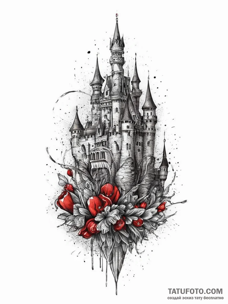 Tattoo sketch castle, tattoo sketch design, t... - эскиз тату (№1756586374_0, 30.08.2025 20:39) — Tatufoto.com
