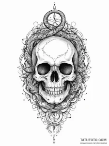 Tattoo sketch узор в виде черепа с змеей, tat... - эскиз тату (№1756586976_0, 30.08.2025 20:49) — Tatufoto.com