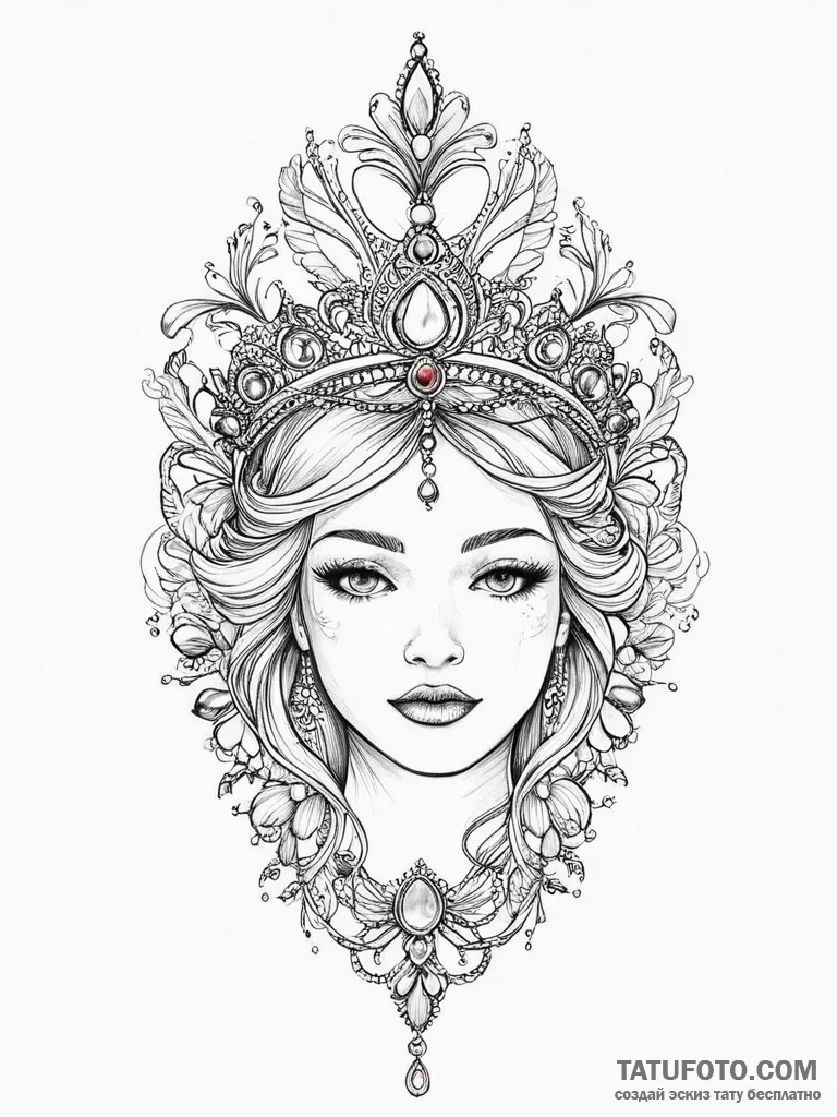 Tattoo sketch tiara, tattoo line art, neo tra... - эскиз тату (№1756587175_0, 30.08.2025 20:52) — Tatufoto.com