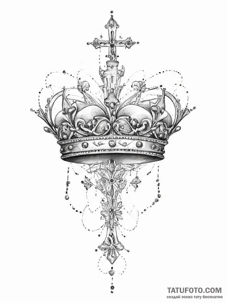 Tattoo sketch crown, tattoo line art, sepia t... - эскиз тату (№1756587783_0, 30.08.2025 21:03) — Tatufoto.com