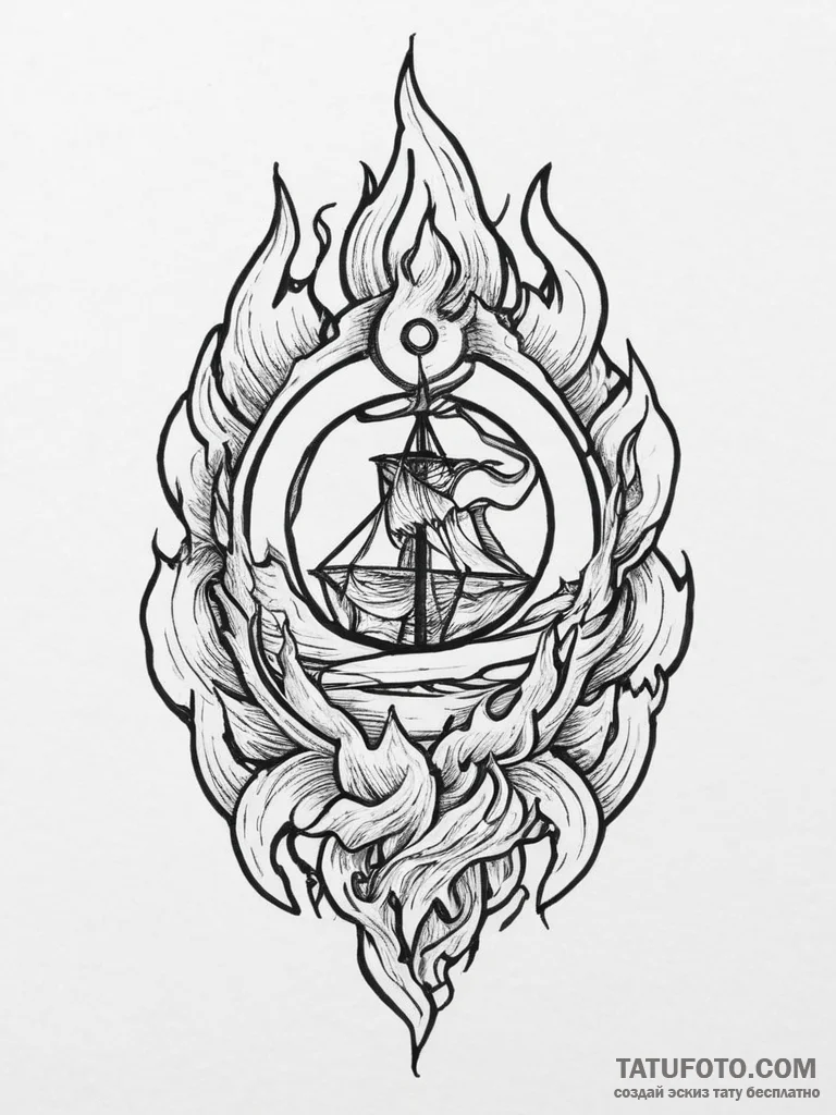 Tattoo sketch flame, concept art for tattoo,... - эскиз тату (№1756589170_0, 30.08.2025 21:26) — Tatufoto.com