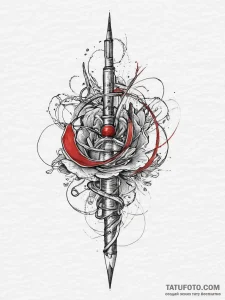Tattoo sketch needle, tattoo line art, sepia... - эскиз тату (№1756590364_0, 30.08.2025 21:46) — Tatufoto.com
