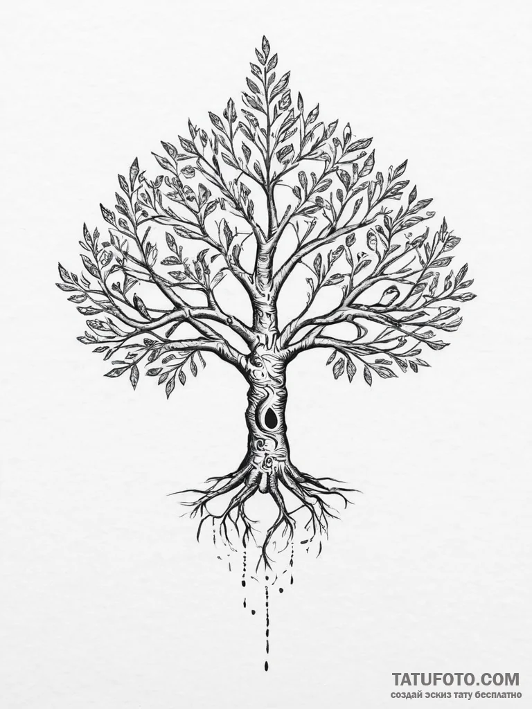 Tattoo sketch tree of life with birds, tattoo... - эскиз тату (№1756592583_0, 30.08.2025 22:23) — Tatufoto.com