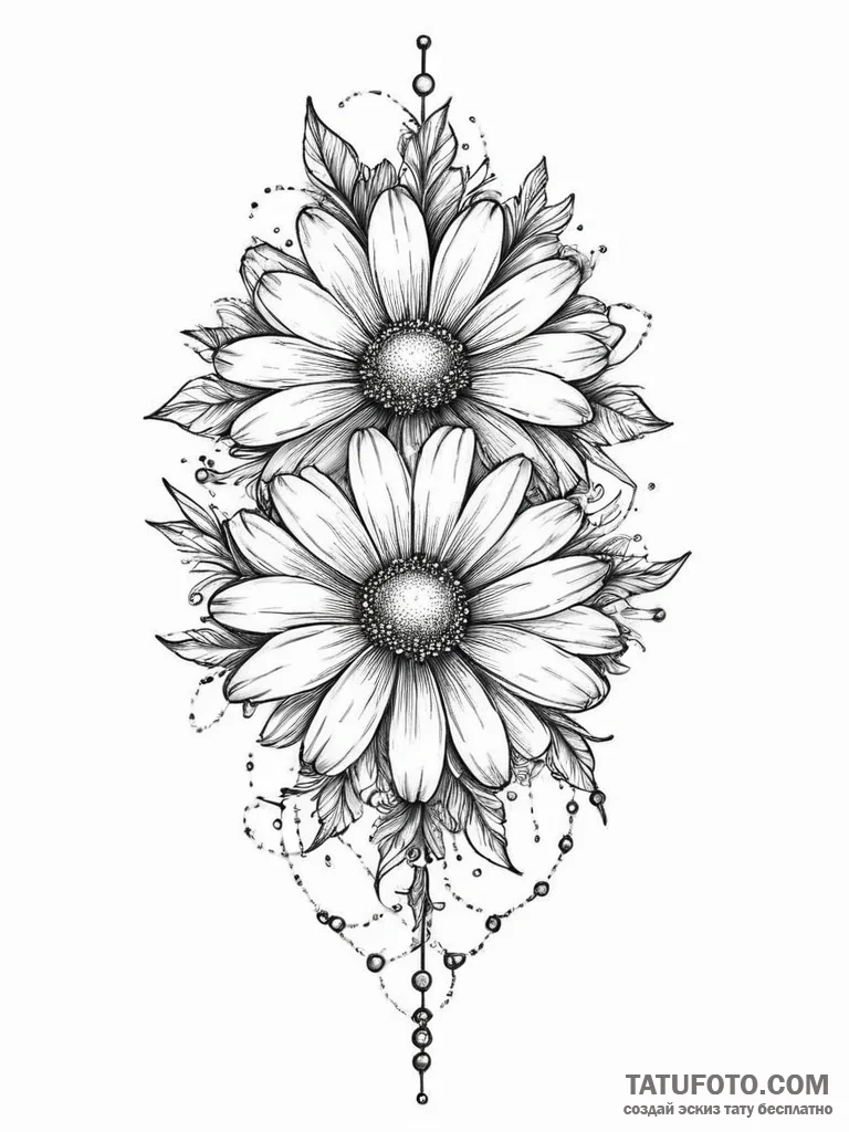 Tattoo sketch daisy chain, artistic tattoo sk... - эскиз тату (№1756592981_0, 30.08.2025 22:29) — Tatufoto.com