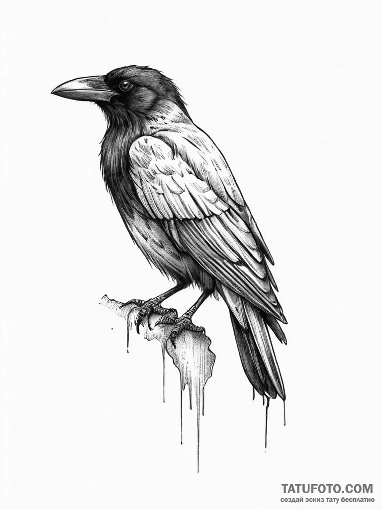 Tattoo sketch crow, concept art for tattoo, m... - эскиз тату (№1756594596_0, 30.08.2025 22:56) — Tatufoto.com