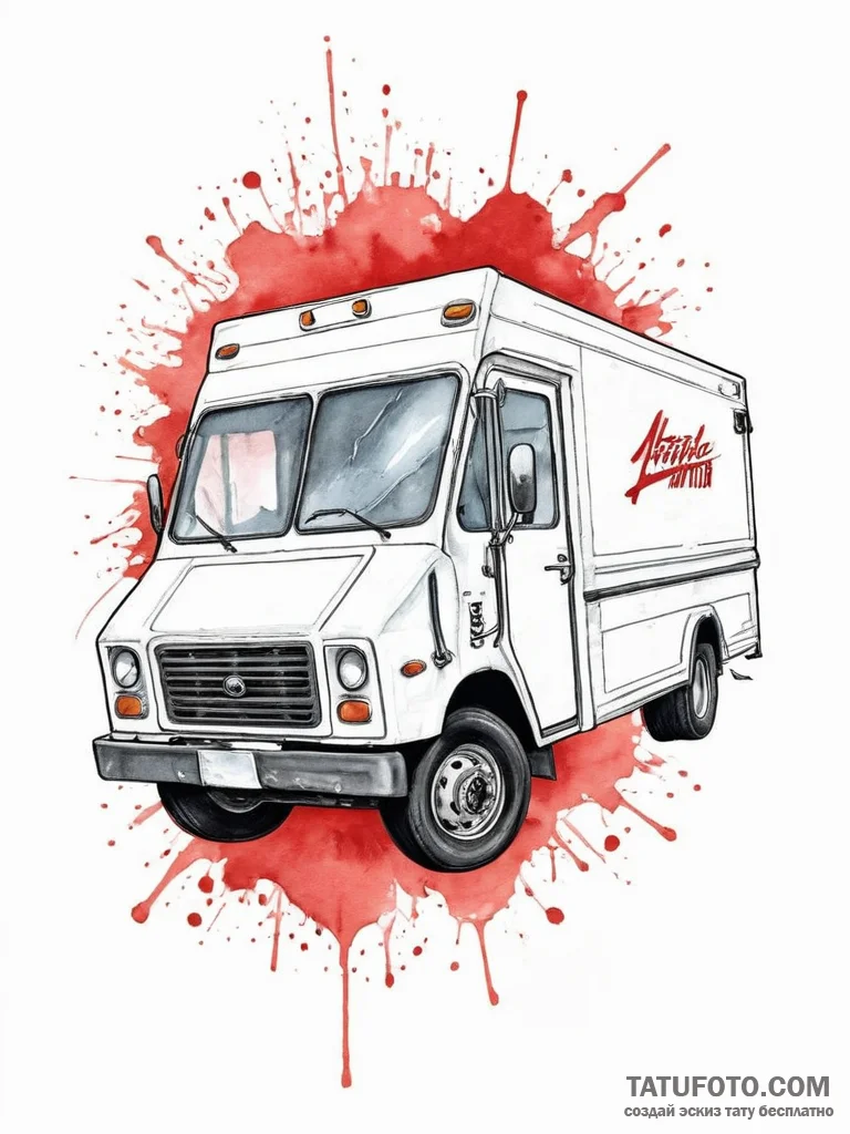 Tattoo sketch mail carrier postal truck, tatt... - эскиз тату (№1756596010_0, 30.08.2025 23:20) — Tatufoto.com
