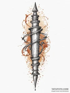 Tattoo sketch was sceptre with a quote, tatto... - эскиз тату (№1756597225_0, 30.08.2025 23:40) — Tatufoto.com
