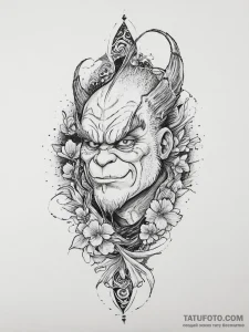 Tattoo sketch the grinch with a tail, tattoo... - эскиз тату (№1756598051_0, 30.08.2025 23:54) — Tatufoto.com