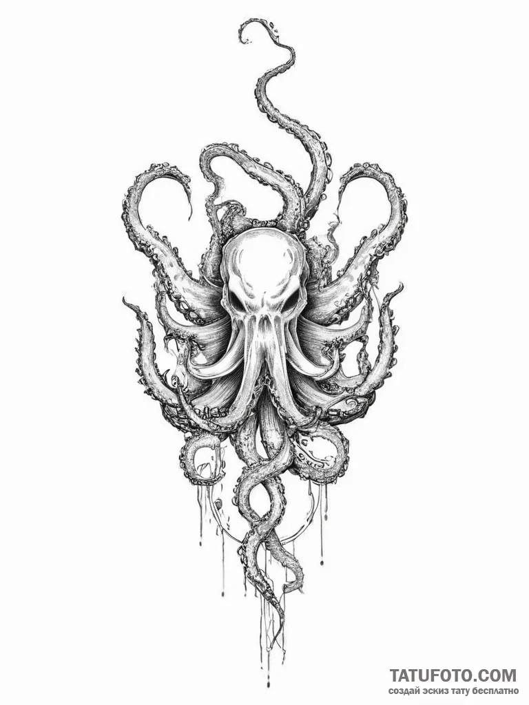 Tattoo sketch hands with a kraken, concept ar... - эскиз тату (№1756598663_0, 31.08.2025 00:04) — Tatufoto.com
