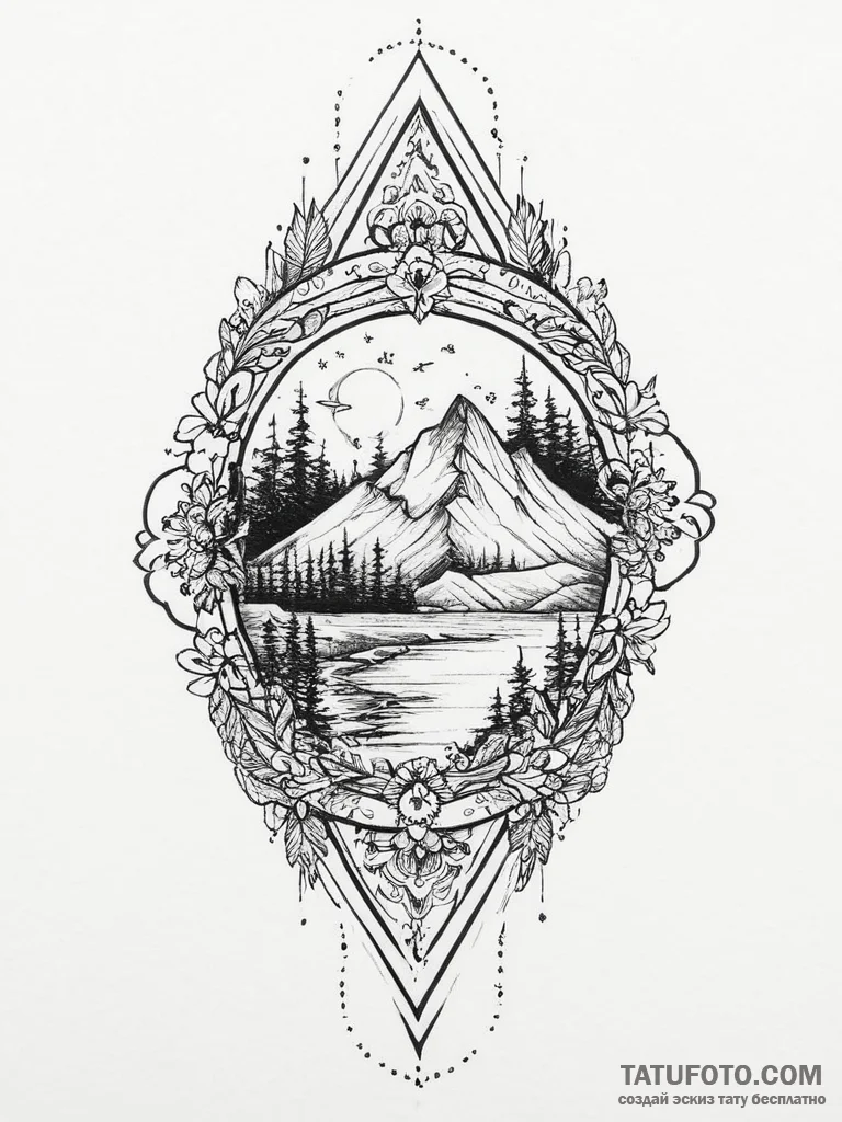 Tattoo sketch nature, tattoo sketch design, v... - эскиз тату (№1756598877_0, 31.08.2025 00:07) — Tatufoto.com