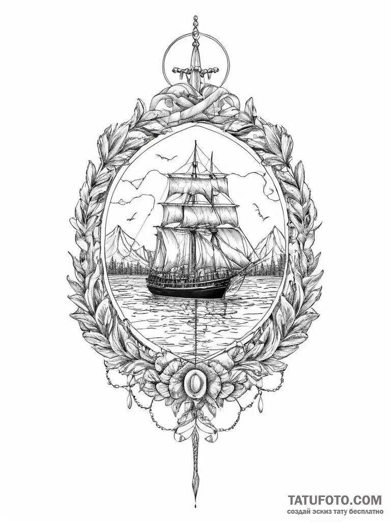 Tattoo sketch reflection, artistic tattoo ske... - эскиз тату (№1756600485_0, 31.08.2025 00:34) — Tatufoto.com