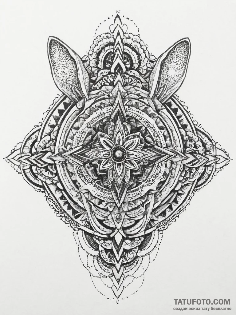 Tattoo sketch rabbit, concept art for tattoo,... - эскиз тату (№1756601896_0, 31.08.2025 00:58) — Tatufoto.com