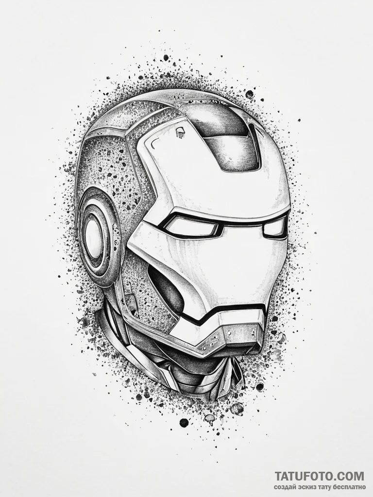 Tattoo sketch iron man helmet, artistic tatto... - эскиз тату (№1756604318_0, 31.08.2025 01:38) — Tatufoto.com