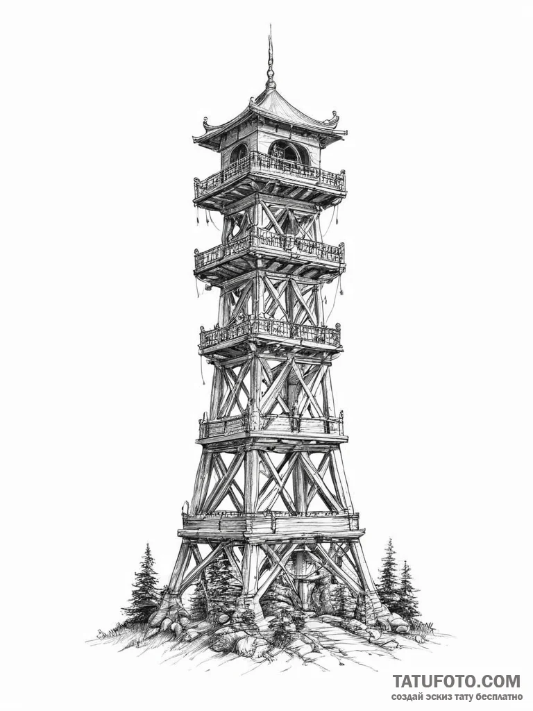 Tattoo sketch tower - эскиз тату (№1756604521_0, 31.08.2025 01:42) — Tatufoto.com