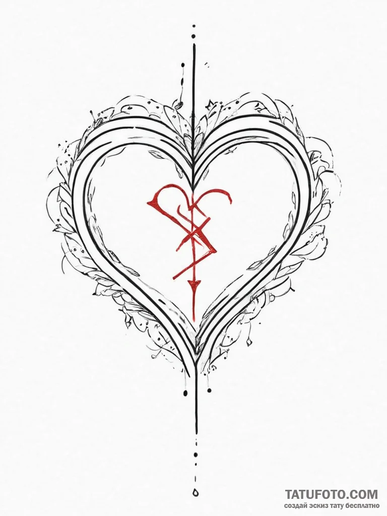 Tattoo sketch broken heart with initials, tat... - эскиз тату (№1756604726_0, 31.08.2025 01:45) — Tatufoto.com