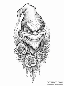 Tattoo sketch the grinch with a paw, tattoo s... - эскиз тату (№1756606346_0, 31.08.2025 02:12) — Tatufoto.com