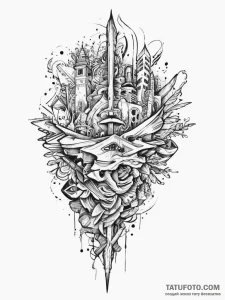 Tattoo sketch map, ink illustration for tatto... - эскиз тату (№1756607173_0, 31.08.2025 02:26) — Tatufoto.com