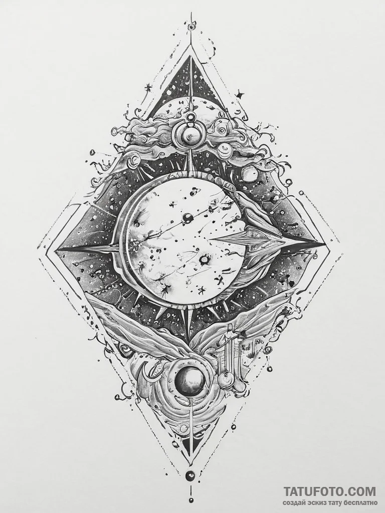 Tattoo sketch cosmic being, concept art for t... - эскиз тату (№1756607376_0, 31.08.2025 02:29) — Tatufoto.com