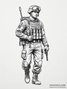 Tattoo sketch soldier with a pencil, ink illu... - эскиз тату (№1756607968_0, 31.08.2025 02:39) — Tatufoto.com