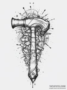 Tattoo sketch sculptor hammer and chisel, tat... - эскиз тату (№1756608164_0, 31.08.2025 02:42) — Tatufoto.com