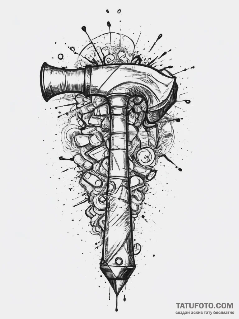 Tattoo sketch sculptor hammer and chisel, tat... - эскиз тату (№1756608164_0, 31.08.2025 02:42) — Tatufoto.com