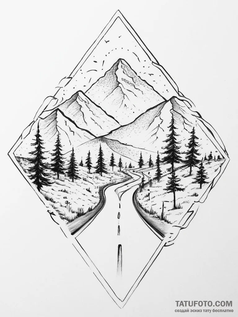 Tattoo sketch road - эскиз тату (№1756608373_0, 31.08.2025 02:46) — Tatufoto.com