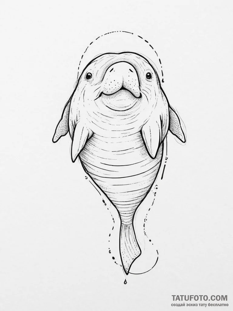 Tattoo sketch dugong, artistic tattoo sketch,... - эскиз тату (№1756610590_0, 31.08.2025 03:23) — Tatufoto.com