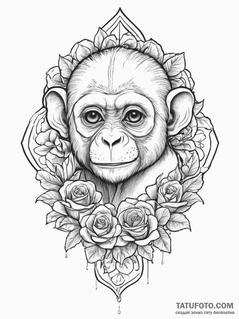 Tattoo sketch capuchin monkey, tattoo sketch... - эскиз тату (№1756614385_0, 31.08.2025 04:26) — Tatufoto.com