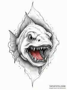 Tattoo sketch fangtooth fish, artistic tattoo... - эскиз тату (№1756614592_0, 31.08.2025 04:29) — Tatufoto.com