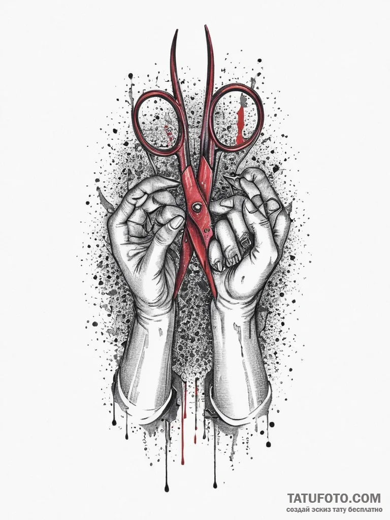 Tattoo sketch hands with a scissors, tattoo d... - эскиз тату (№1756614990_0, 31.08.2025 04:36) — Tatufoto.com