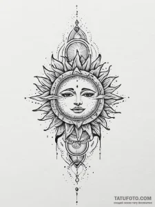 Tattoo sketch geometric sun, tattoo flash she... - эскиз тату (№1756615990_0, 31.08.2025 04:53) — Tatufoto.com