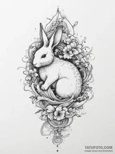 Tattoo sketch graceful rabbit, concept art fo... - эскиз тату (№1756617383_0, 31.08.2025 05:16) — Tatufoto.com