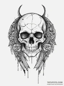 Tattoo sketch leather jacket with a skull on... - эскиз тату (№1756617975_0, 31.08.2025 05:26) — Tatufoto.com