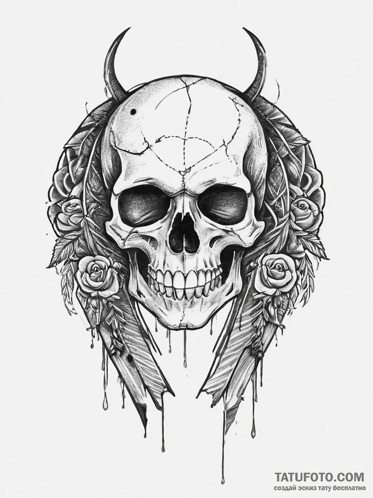 Tattoo sketch leather jacket with a skull on... - эскиз тату (№1756617975_0, 31.08.2025 05:26) — Tatufoto.com