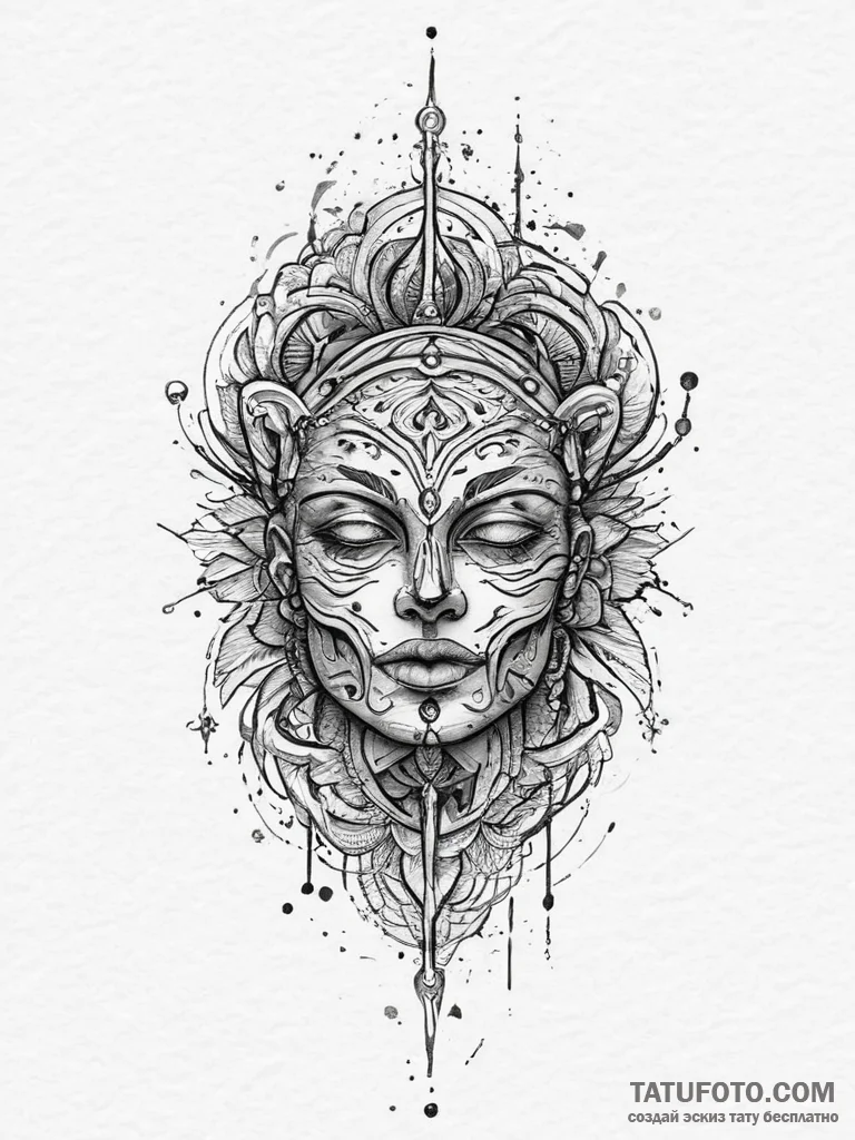 Tattoo sketch expression, tattoo line art, mu... - эскиз тату (№1756618378_0, 31.08.2025 05:32) — Tatufoto.com