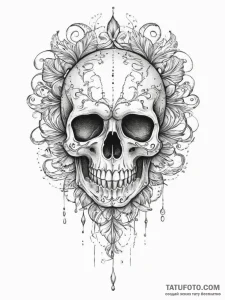 Tattoo sketch узор в виде черепа с водой, con... - эскиз тату (№1756618573_0, 31.08.2025 05:36) — Tatufoto.com