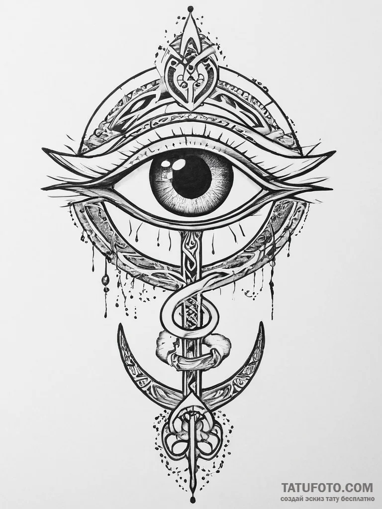 Tattoo sketch eye of horus and ankh - эскиз тату (№1756620381_0, 31.08.2025 06:06) — Tatufoto.com