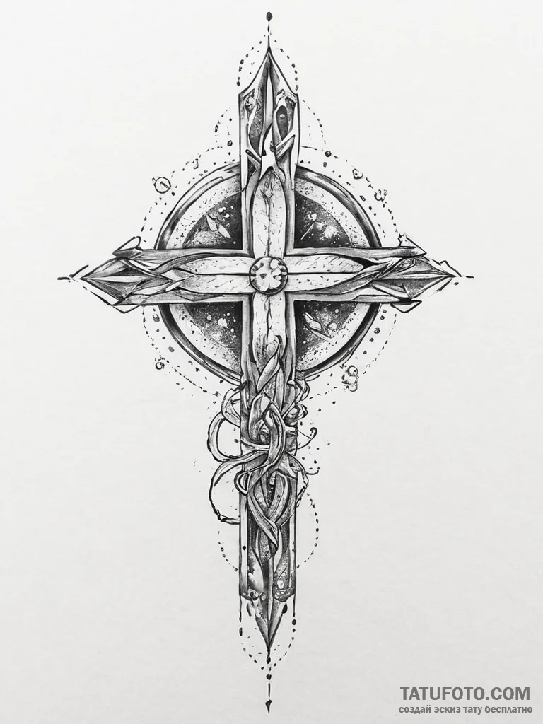 Tattoo sketch cosmic realm, concept art for t... - эскиз тату (№1756621808_0, 31.08.2025 06:30) — Tatufoto.com
