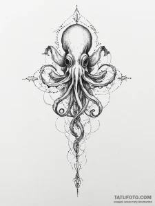 Tattoo sketch squid, ink illustration for tat... - эскиз тату (№1756622803_0, 31.08.2025 06:46) — Tatufoto.com