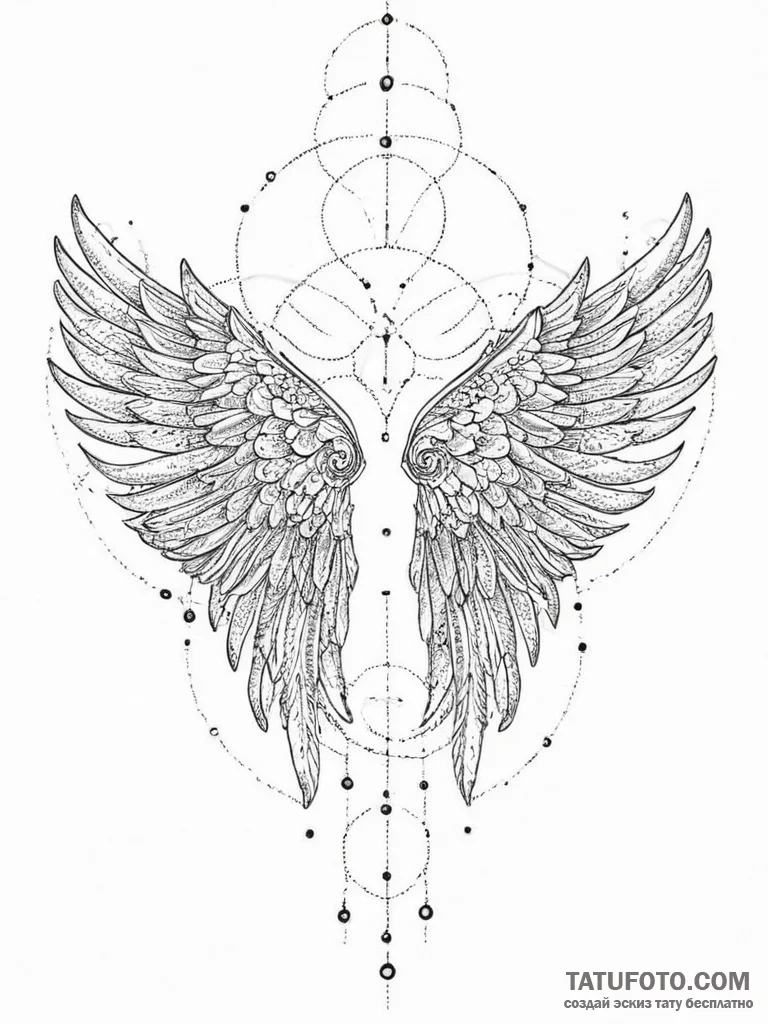 Tattoo sketch angel wings, ink illustration f... - эскиз тату (№1756623203_0, 31.08.2025 06:53) — Tatufoto.com
