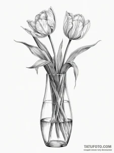 Tattoo sketch tulip in a vase - эскиз тату (№1756624411_0, 31.08.2025 07:13) — Tatufoto.com