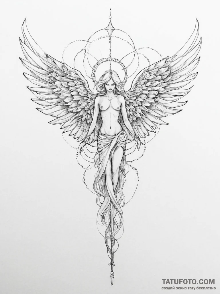 Tattoo sketch seraphim - эскиз тату (№1756627017_0, 31.08.2025 07:56) — Tatufoto.com
