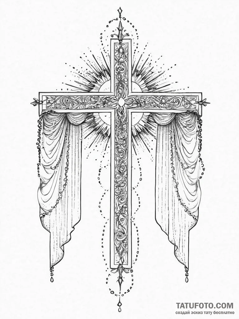 Tattoo sketch window with curtains, concept a... - эскиз тату (№1756627216_0, 31.08.2025 08:00) — Tatufoto.com