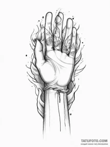 Tattoo sketch hands with a banner - эскиз тату (№1756629639_0, 31.08.2025 08:40) — Tatufoto.com