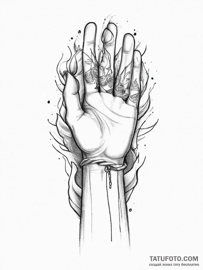 Tattoo sketch hands with a banner - эскиз тату (№1756629639_0, 31.08.2025 08:40) — Tatufoto.com