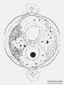 Tattoo sketch yin yang with constellations - эскиз тату (№1756630034_0, 31.08.2025 08:47) — Tatufoto.com