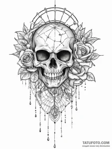Tattoo sketch узор в виде черепа с паутиной,... - эскиз тату (№1756633858_0, 31.08.2025 09:50) — Tatufoto.com